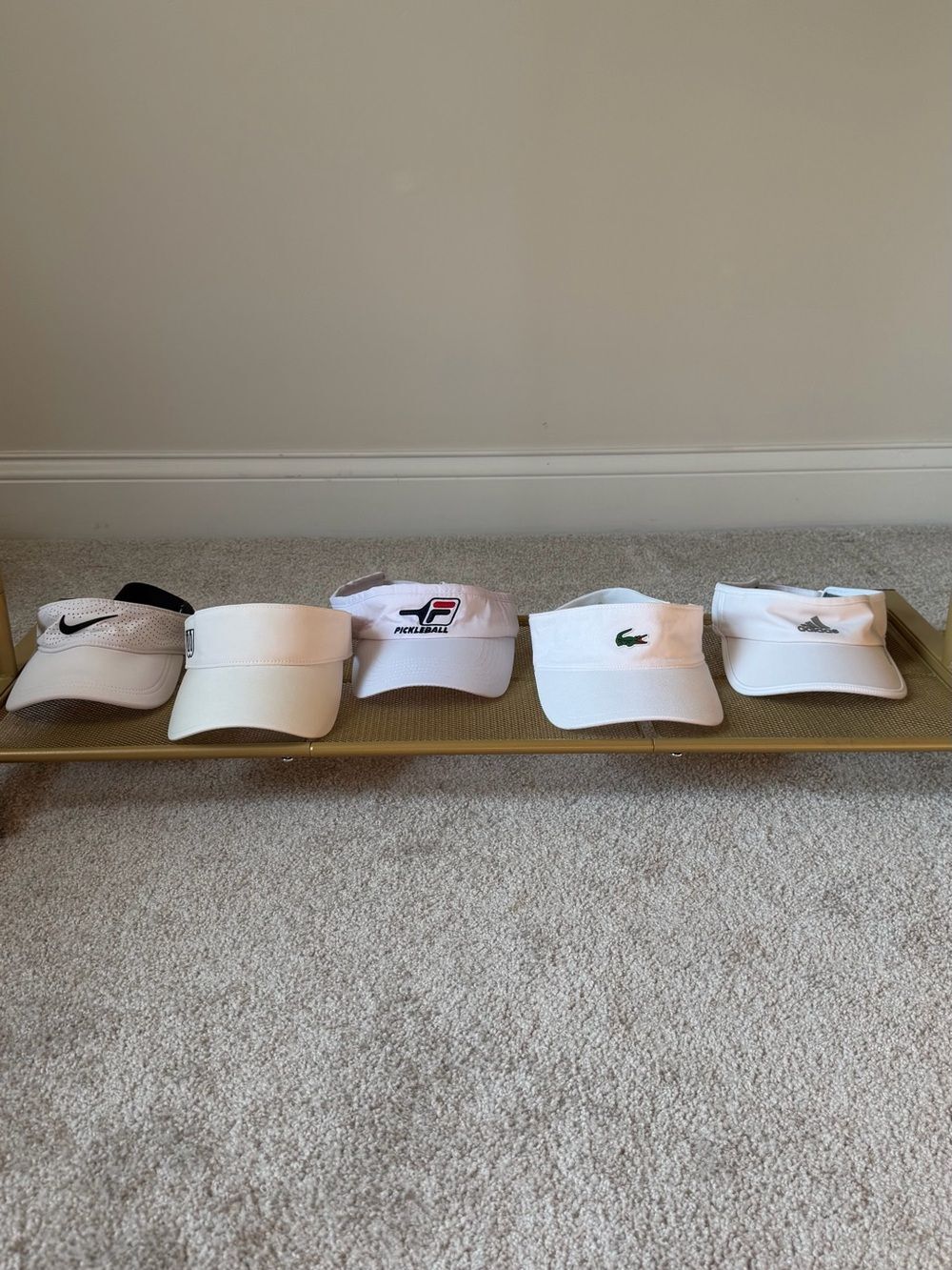 Lot of 5 Visors White: Nike Wilson Fila Lacoste Adidas